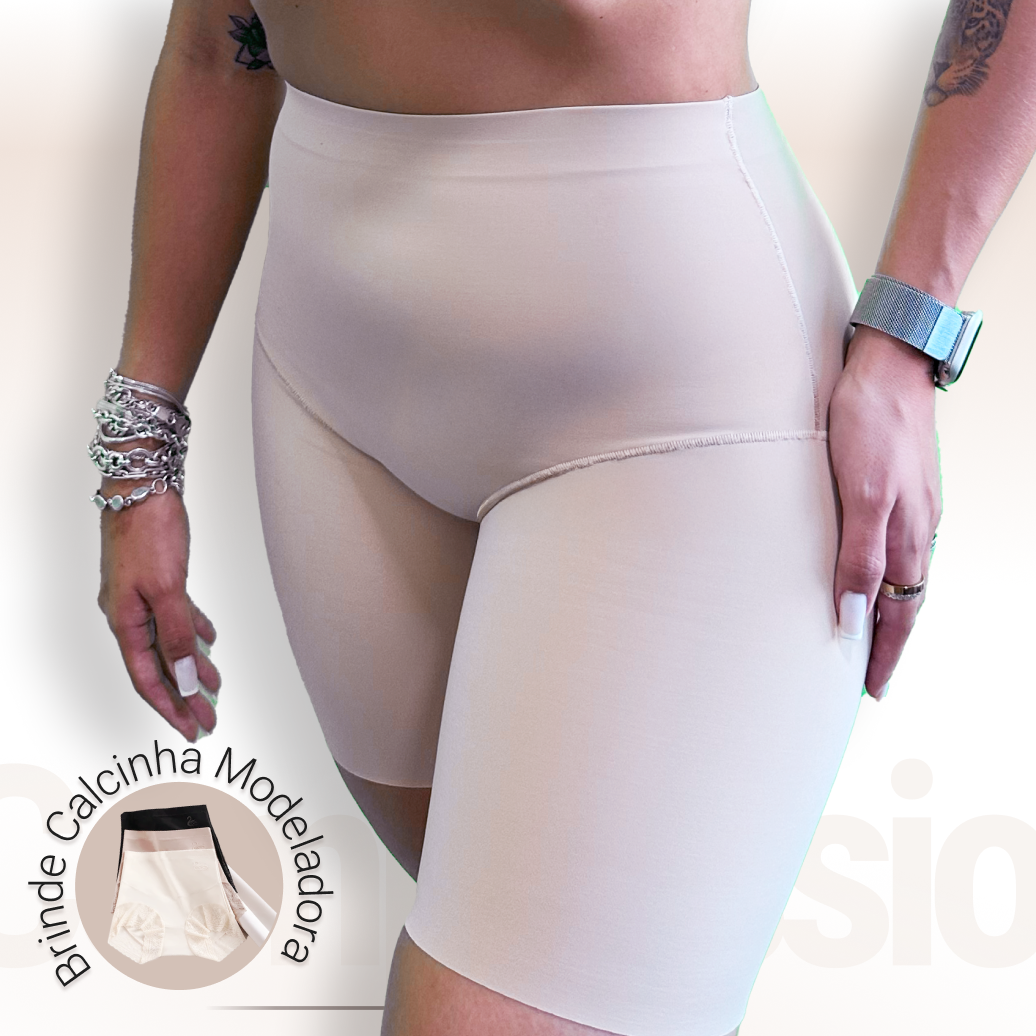 Short Modelador Skin Compression sem costura + Brinde Calcinha Modeladora