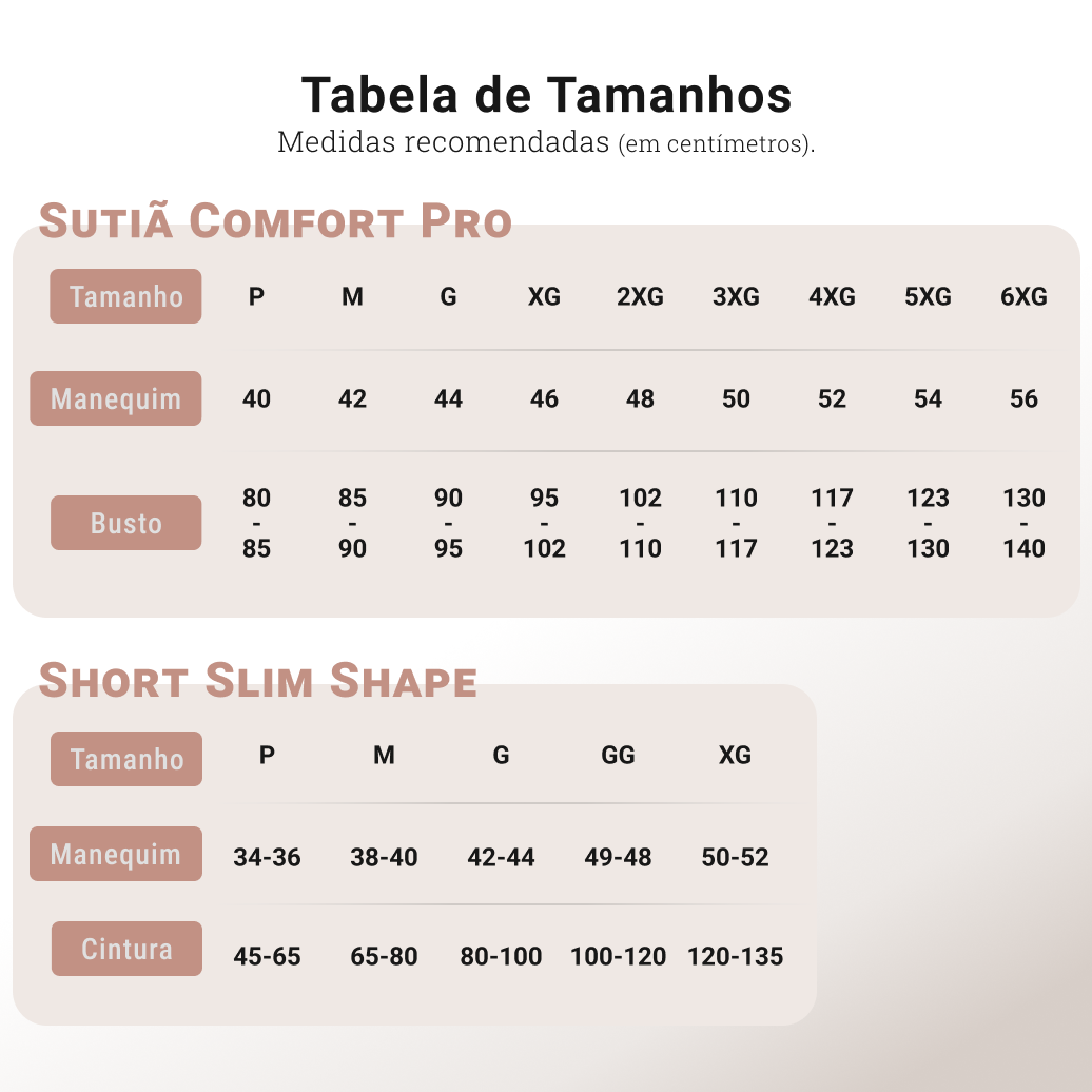 Combo: Short Modelador Slim Shape + Sutiã Comfort Pro